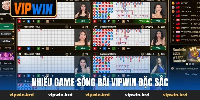 Nhiều game sòng bài Vipwin đặc sắc
